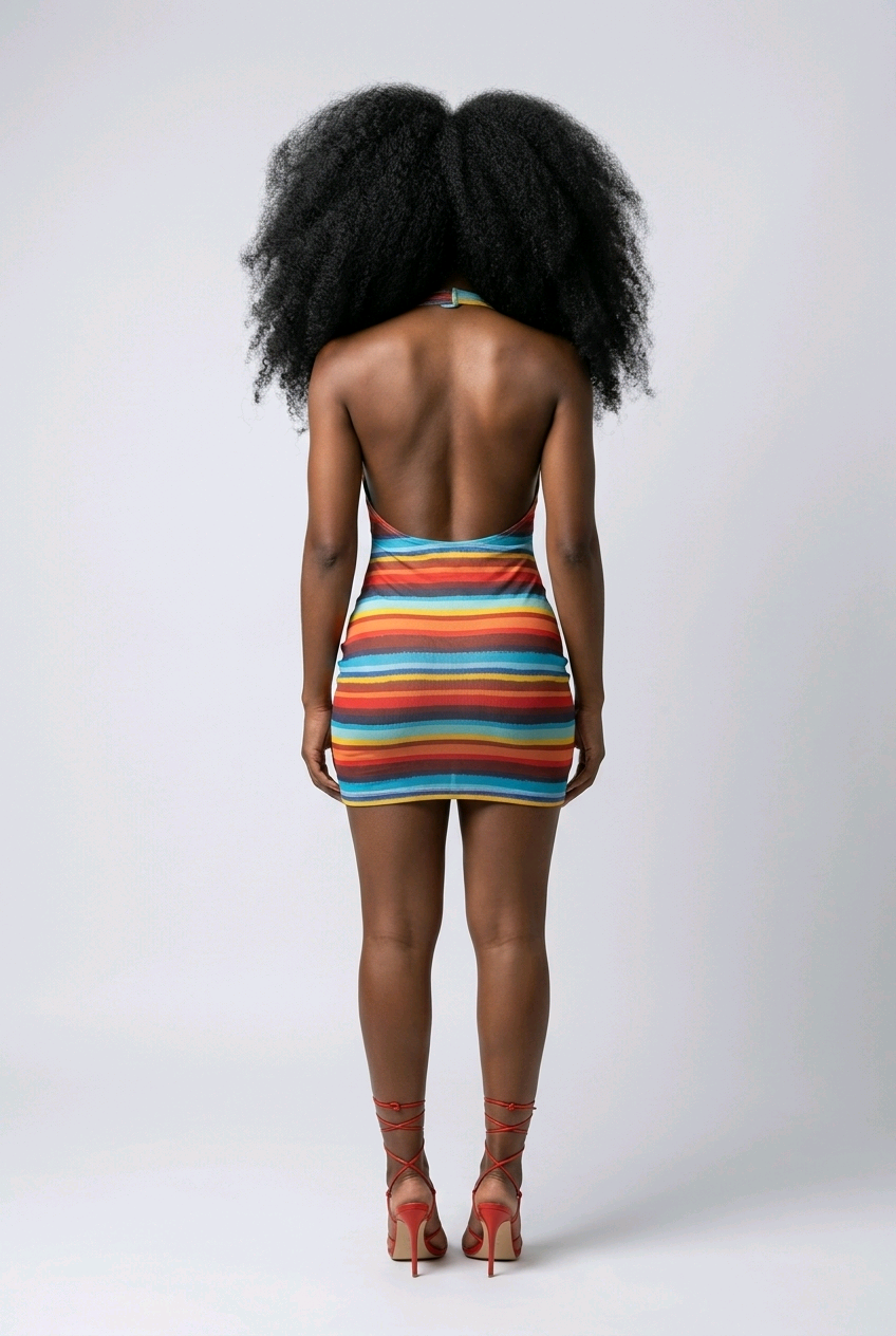 Karlie Stripe Halter Dress