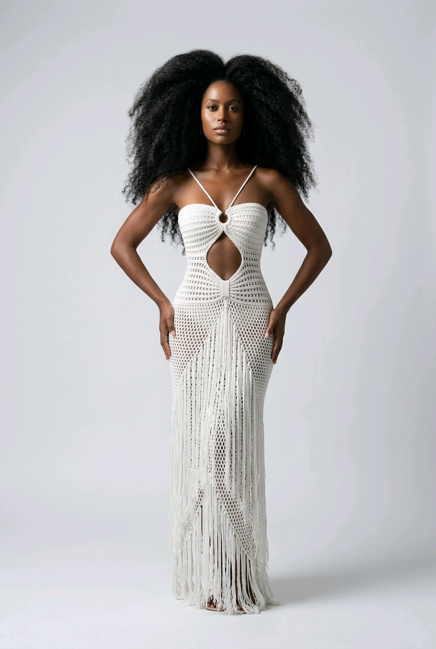 Maria Crochet Fringe Dress
