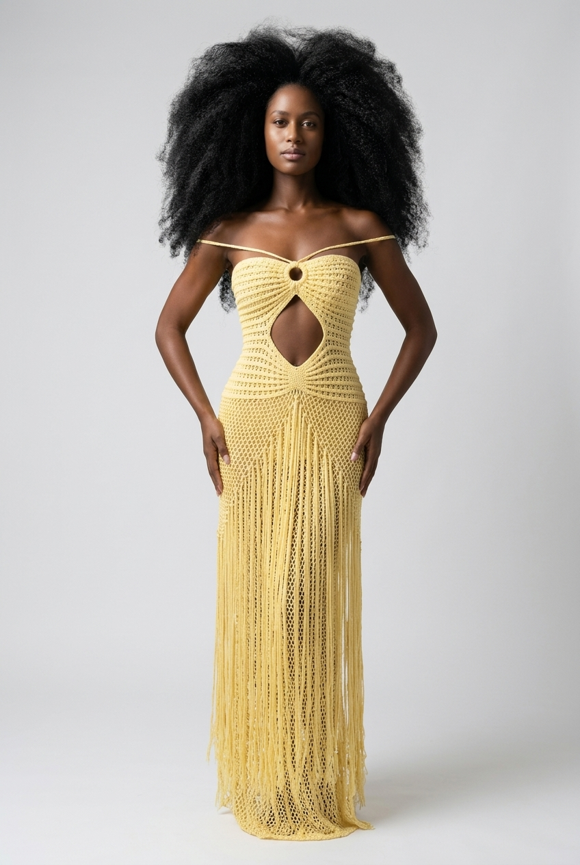 Maria Crochet Fringe Dress