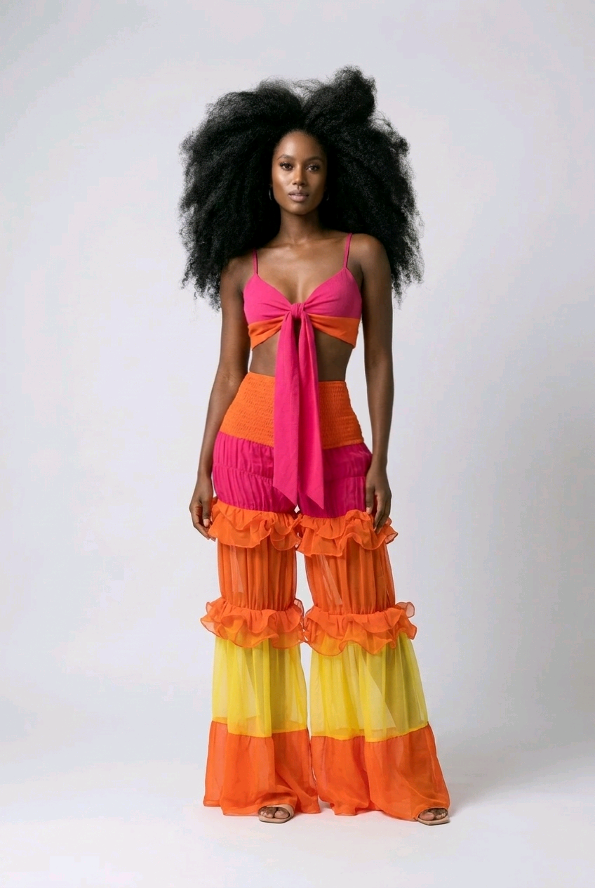 Tropical Heat Ruffle Pants Set