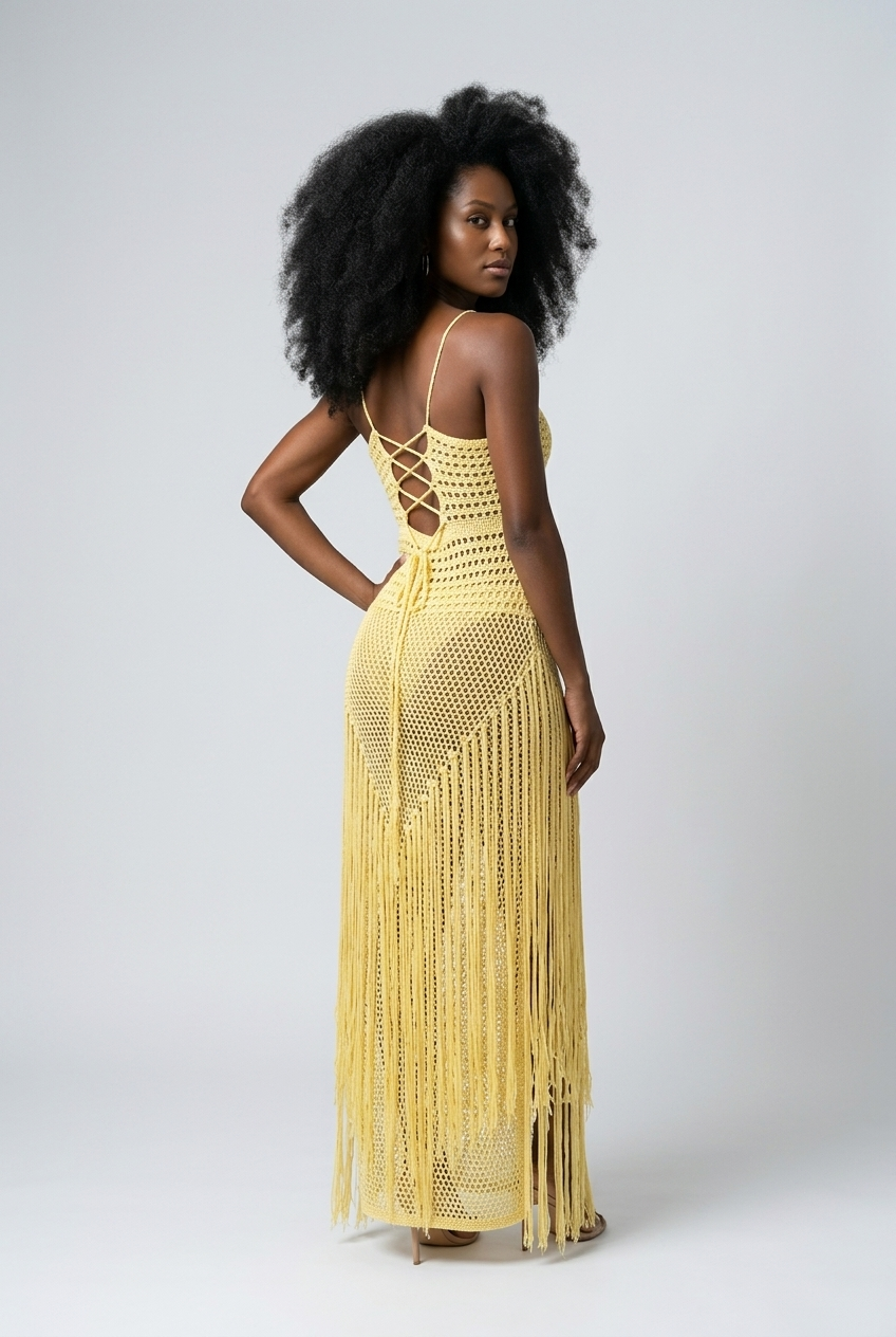 Maria Crochet Fringe Dress