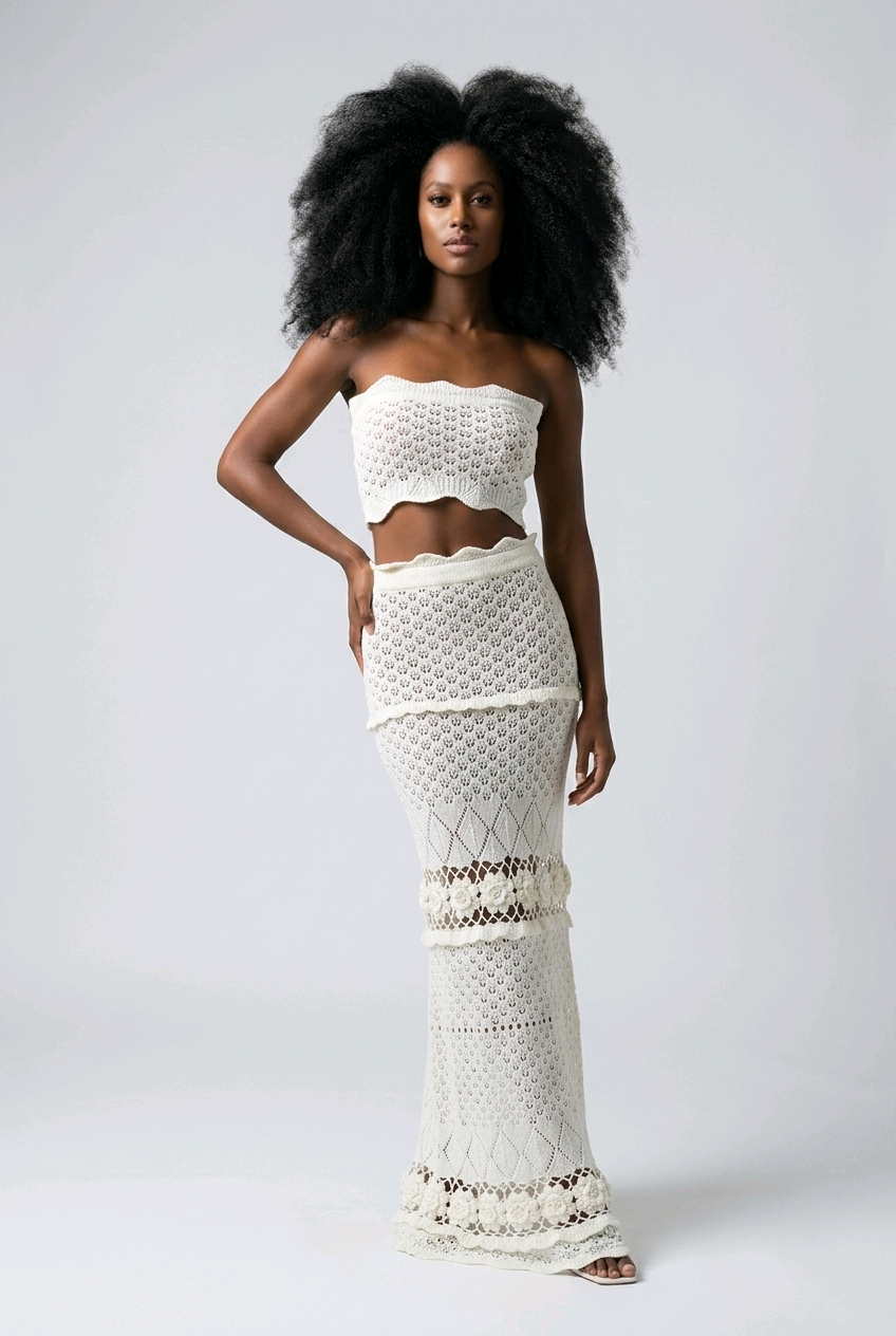 Santorini Crochet Skirt Set