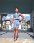Blue Biker Shorts Set