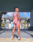 Red Biker Shorts Set