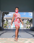 Red Biker Shorts Set