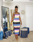 Stripe Crossback Midi Dress