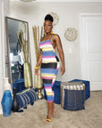Stripe Crossback Midi Dress