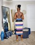 Stripe Crossback Midi Dress