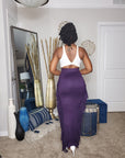 Purple Maxi Skirt With Side Tassels 