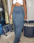 Charcoal Maxi Skirt With Side Tassels 