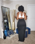 Black Maxi Skirt With Side Tassels 