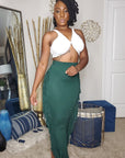 Hunter Green Maxi Skirt With Side Tassels 