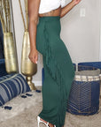 Hunter Green Maxi Skirt With Side Tassels 