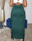 Hunter Green Maxi Skirt With Side Tassels 