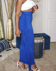 Blue Maxi Skirt With Side Tassels 