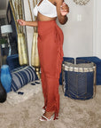 Rust Maxi Skirt With Side Tassels 
