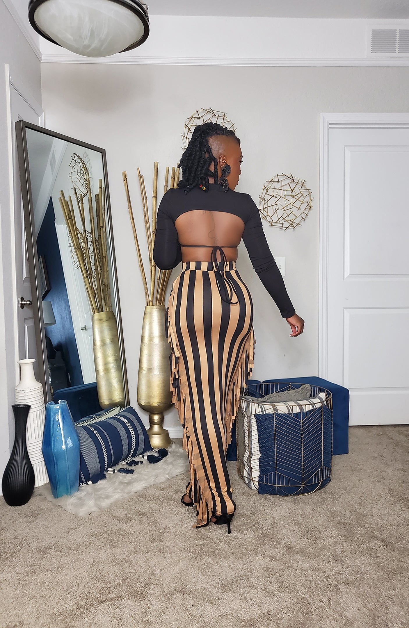 Isabella Stripe Tassel Maxi Skirt