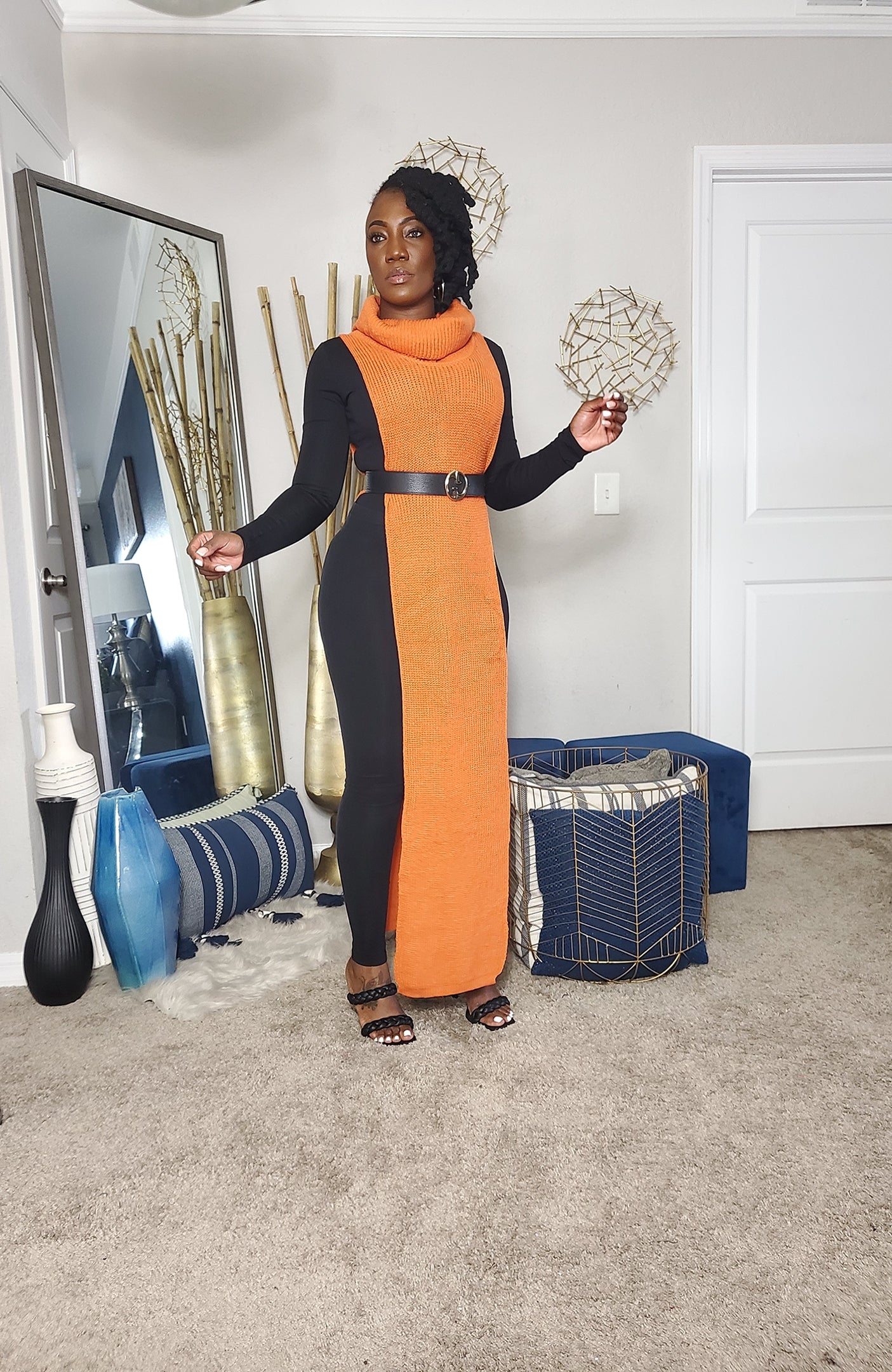 Raven Turtle Neck Maxi Poncho