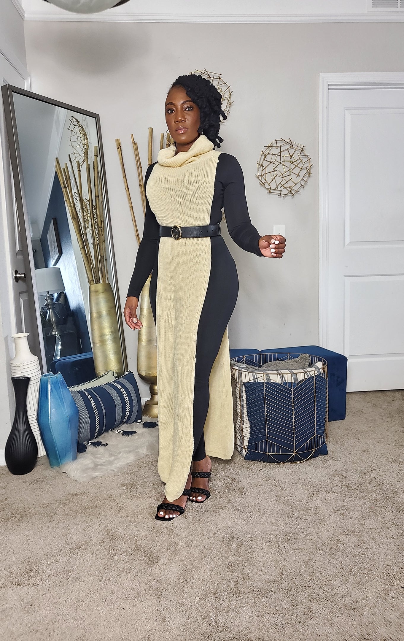 Raven Turtle Neck Maxi Poncho