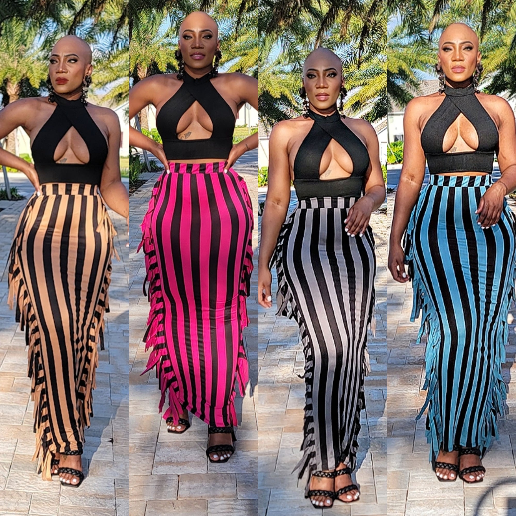 Isabella Stripe Tassel Maxi Skirt