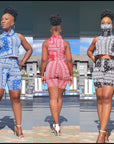 Bandana Print 2pc Biker Shorts & Crop Top Set