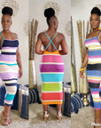 Stripe Crossback Midi Dress